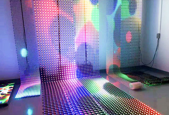 Waterproof Soft LED Mesh Video Screen RGB 50mm DMX512 160 Degree For Indoor Display