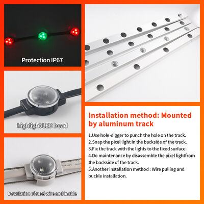 30mm RGBW LED Pixel Light IP67 Waterproof DC12V Outdoor Point Light for Building Facade