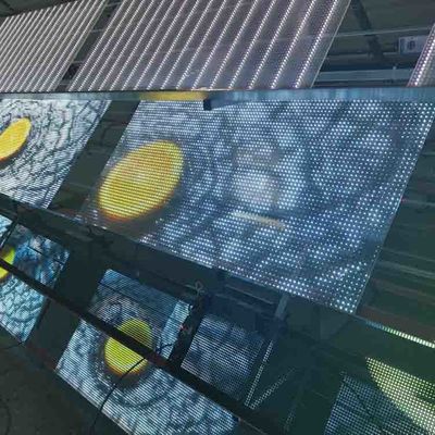 Transparente Led-Bildschirm Anzeigefachgeschäft Glas Klebstoffwand Indoor Flexible Film Led-Bildschirm
