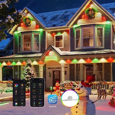Permanente Weihnachtsbeleuchtung für den Außenbereich RGBW Wifi LED Traufenleuchte mit PC-Schale und Kleber-Design